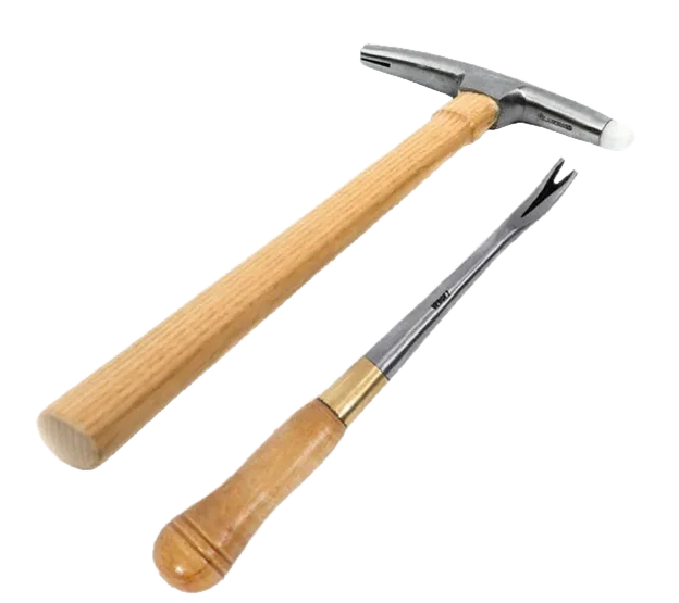 Marteau de tapissier et arrache-agrafes à manches en bois pour la restauration de sièges